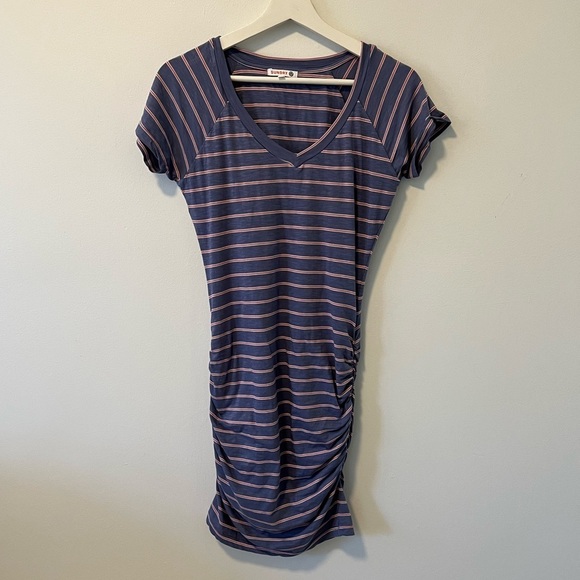 Anthropologie Sundry Striped V Neck Ruched Dress - Picture 11 of 11